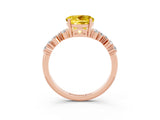 Rose gold Round Cut Yellow Sapphire Scattered Round Accent Ring with Prong Setting_15