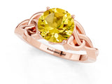 Rose gold Round Cut Yellow Sapphire Solitaire Celtic Knot Ring with Four-Prong Setting_37