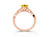Rose gold Round Cut Yellow Sapphire Solitaire Celtic Knot Ring with Four-Prong Setting_39
