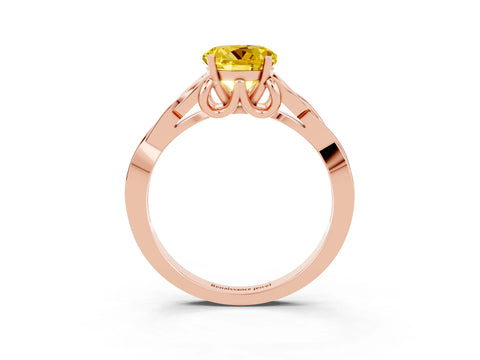 Rose gold Round Cut Yellow Sapphire Solitaire Celtic Knot Ring with Four-Prong Setting_39