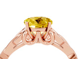 Rose gold Round Cut Yellow Sapphire Solitaire Celtic Knot Ring with Four-Prong Setting_40
