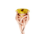 Rose gold Round Cut Yellow Sapphire Solitaire Celtic Knot Ring with Four-Prong Setting_41