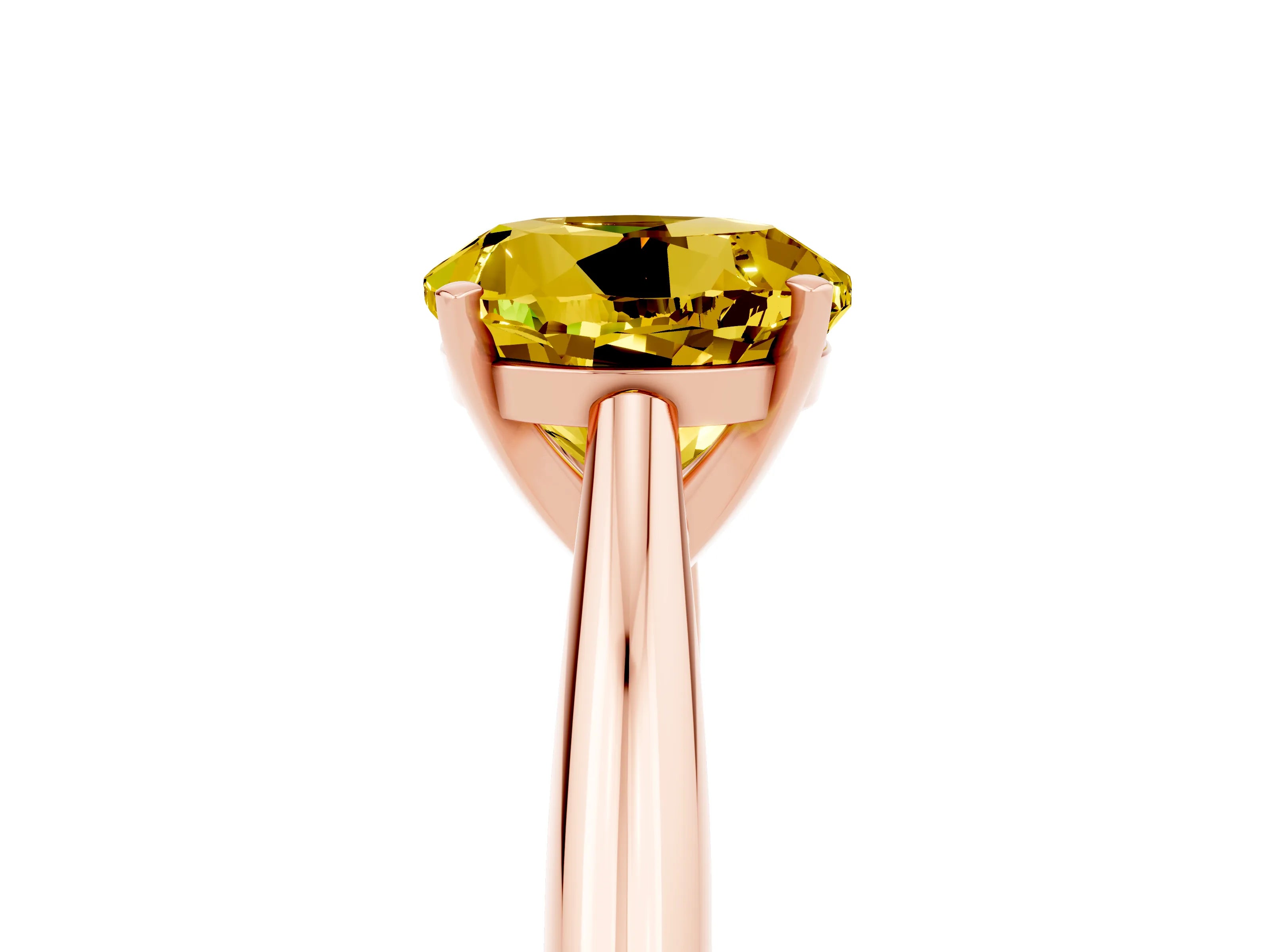 Rose gold Round Cut Yellow Sapphire Solitaire Engagement Ring with Cathedral Setting and Four-Prong Mount_17