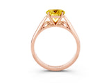 Rose gold Round Cut Yellow Sapphire Solitaire Engagement Ring with Cathedral Setting and Four-Prong Mount_27