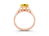 Rose gold Round Cut Yellow Sapphire Solitaire Engagement Ring with Cathedral Setting and Four-Prong Mount_33