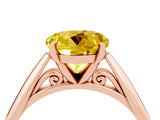 Rose gold Round Cut Yellow Sapphire Solitaire Engagement Ring with Cathedral Setting and Four-Prong Mount_34