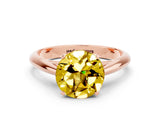 Rose gold Round Cut Yellow Sapphire Solitaire Engagement Ring with Cathedral Setting and Four-Prong Mount_84