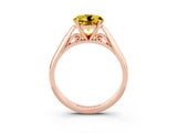 Rose gold Round Cut Yellow Sapphire Solitaire Engagement Ring with Cathedral Setting and Four-Prong Mount_87
