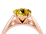 Rose gold Round Cut Yellow Sapphire Solitaire Engagement Ring with Cathedral Setting and Four-Prong Mount_88