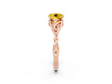 Rose gold Round Cut Yellow Sapphire Solitaire Engagement Ring with Celtic Knot Band and Four-Prong Setting_26