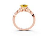 Rose gold Round Cut Yellow Sapphire Solitaire Engagement Ring with Celtic Knot Band and Four-Prong Setting_27