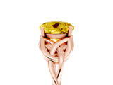 Rose gold Round Cut Yellow Sapphire Solitaire Engagement Ring with Celtic Knot Band and Four-Prong Setting_29