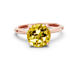 Rose gold Round Cut Yellow Sapphire Solitaire Engagement Ring with Classic Band and Four-Prong Setting_24