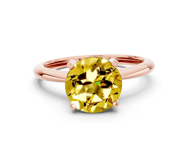Rose gold Round Cut Yellow Sapphire Solitaire Engagement Ring with Classic Band and Four-Prong Setting