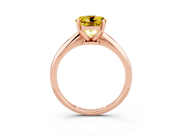 Rose gold Round Cut Yellow Sapphire Solitaire Engagement Ring with Classic Band and Four-Prong Setting