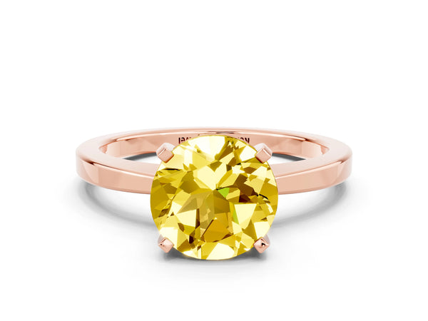 Rose gold Round Cut Yellow Sapphire Solitaire Engagement Ring with Classic Band and Four-Prong Setting