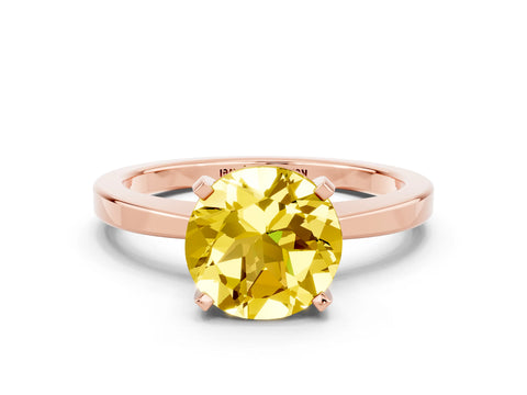 Rose gold Round Cut Yellow Sapphire Solitaire Engagement Ring with Classic Band and Four-Prong Setting_54