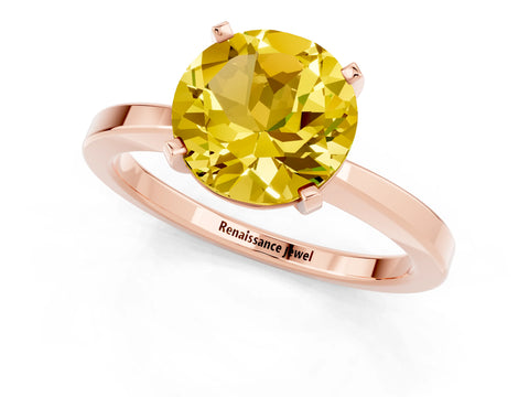 Rose gold Round Cut Yellow Sapphire Solitaire Engagement Ring with Classic Band and Four-Prong Setting_55