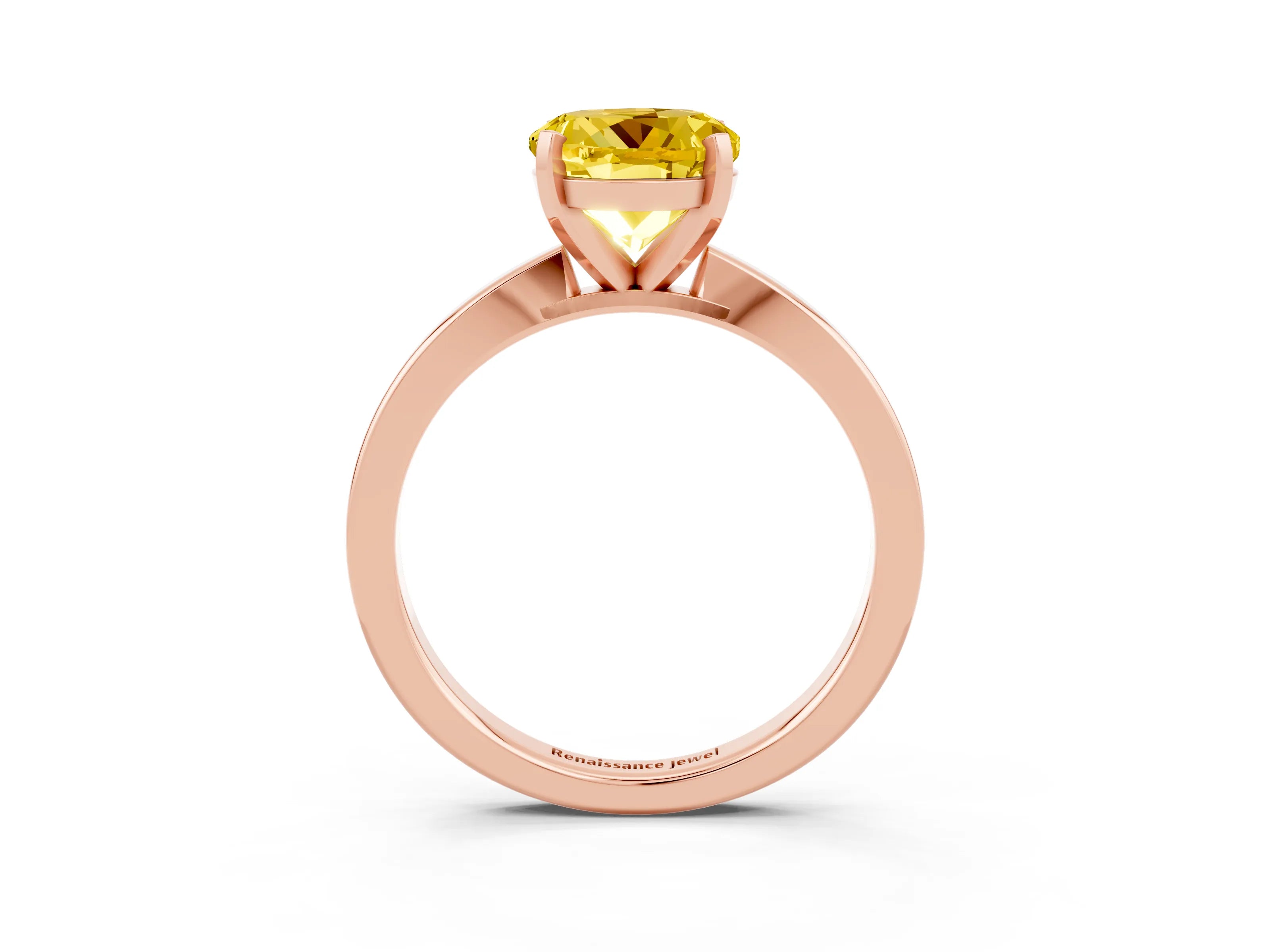 Rose gold Round Cut Yellow Sapphire Solitaire Engagement Ring with Classic Band and Four-Prong Setting_57
