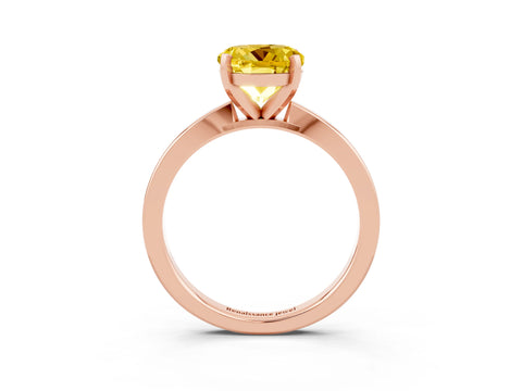 Rose gold Round Cut Yellow Sapphire Solitaire Engagement Ring with Classic Band and Four-Prong Setting_57