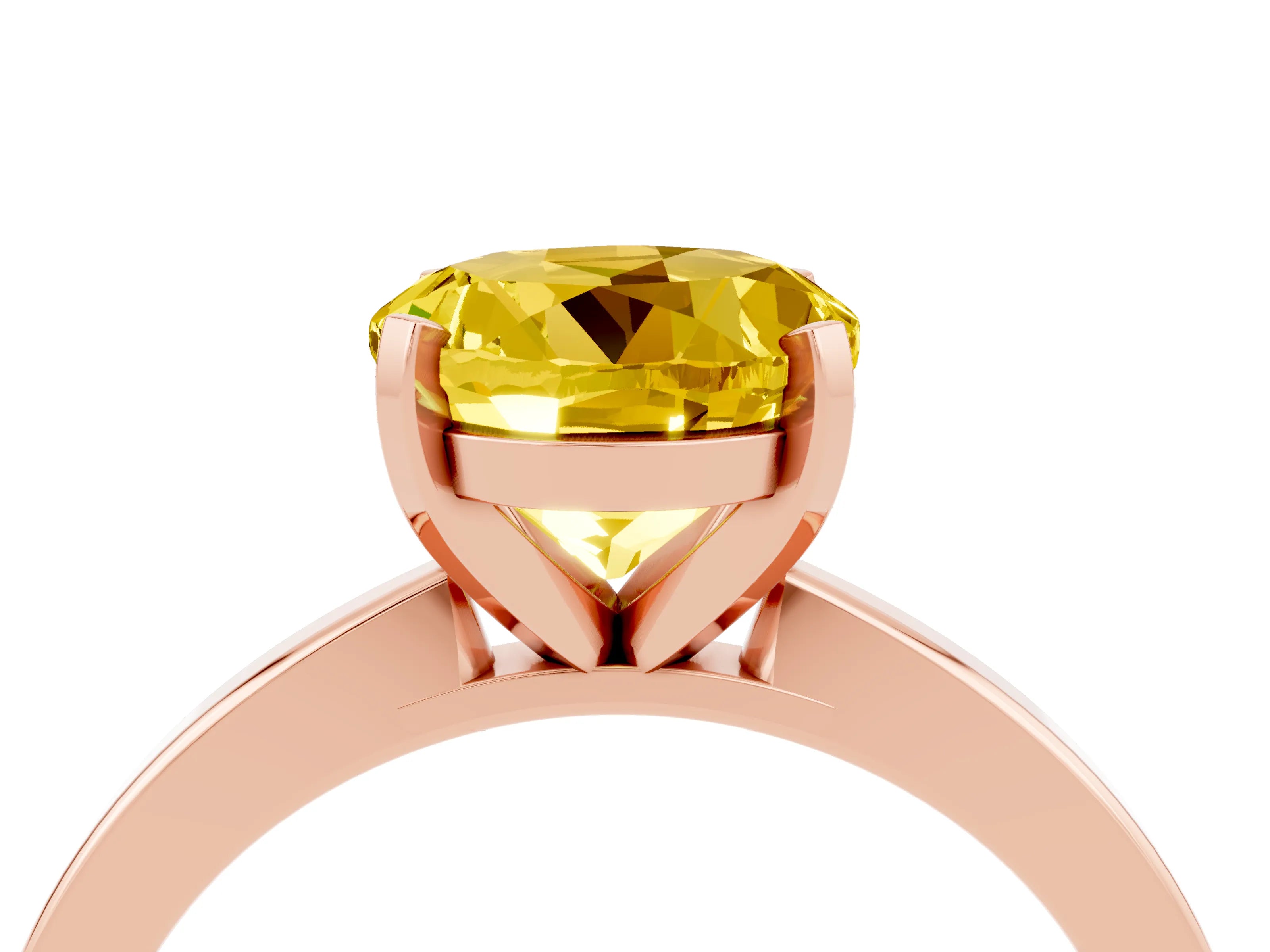 Rose gold Round Cut Yellow Sapphire Solitaire Engagement Ring with Classic Band and Four-Prong Setting_58