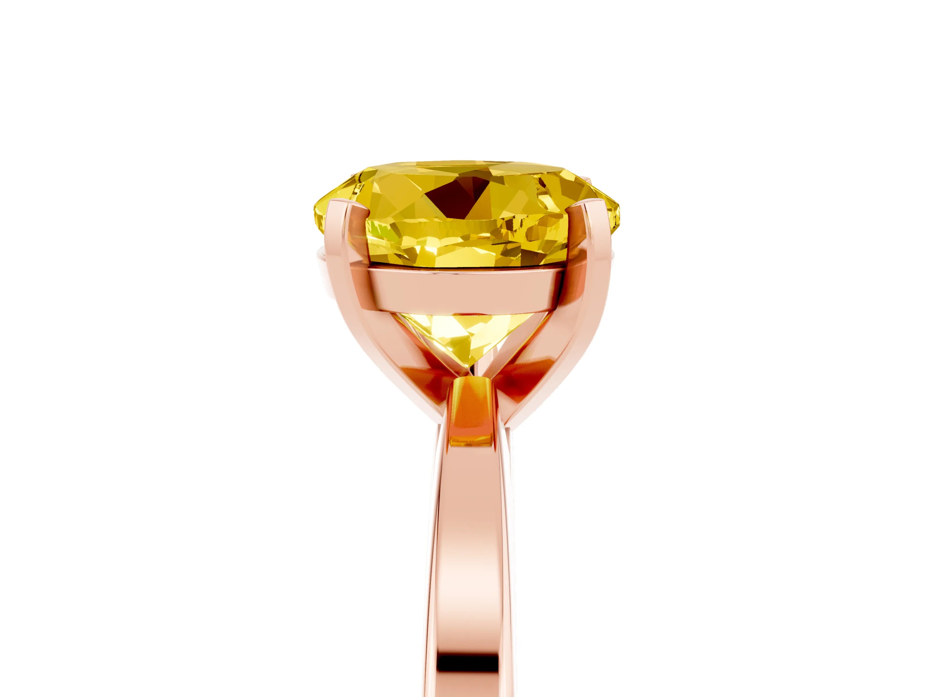 Rose gold Round Cut Yellow Sapphire Solitaire Engagement Ring with Classic Band and Four-Prong Setting_59