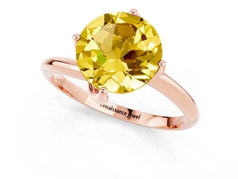 Rose gold Round Cut Yellow Sapphire Solitaire Engagement Ring with Four-Prong Setting and Classic Band_13