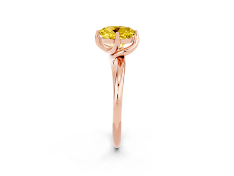 Rose gold Round Cut Yellow Sapphire Solitaire Engagement Ring with Four-Prong Setting and Classic Band_14