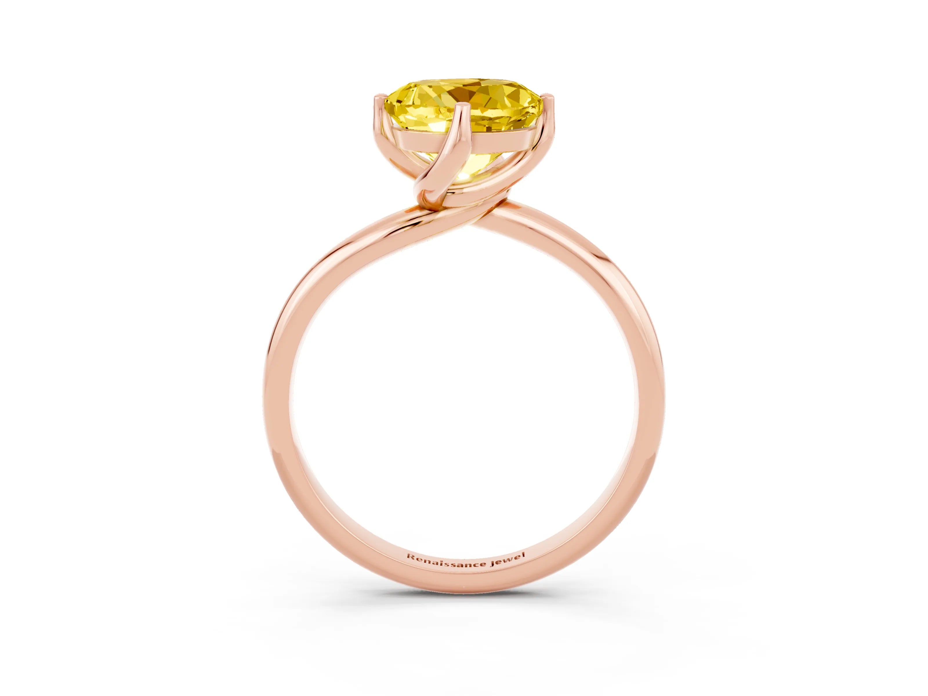 Rose gold Round Cut Yellow Sapphire Solitaire Engagement Ring with Four-Prong Setting and Classic Band_15