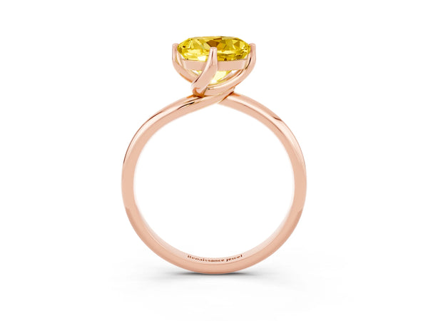 Rose gold Round Cut Yellow Sapphire Solitaire Engagement Ring with Four-Prong Setting and Classic Band