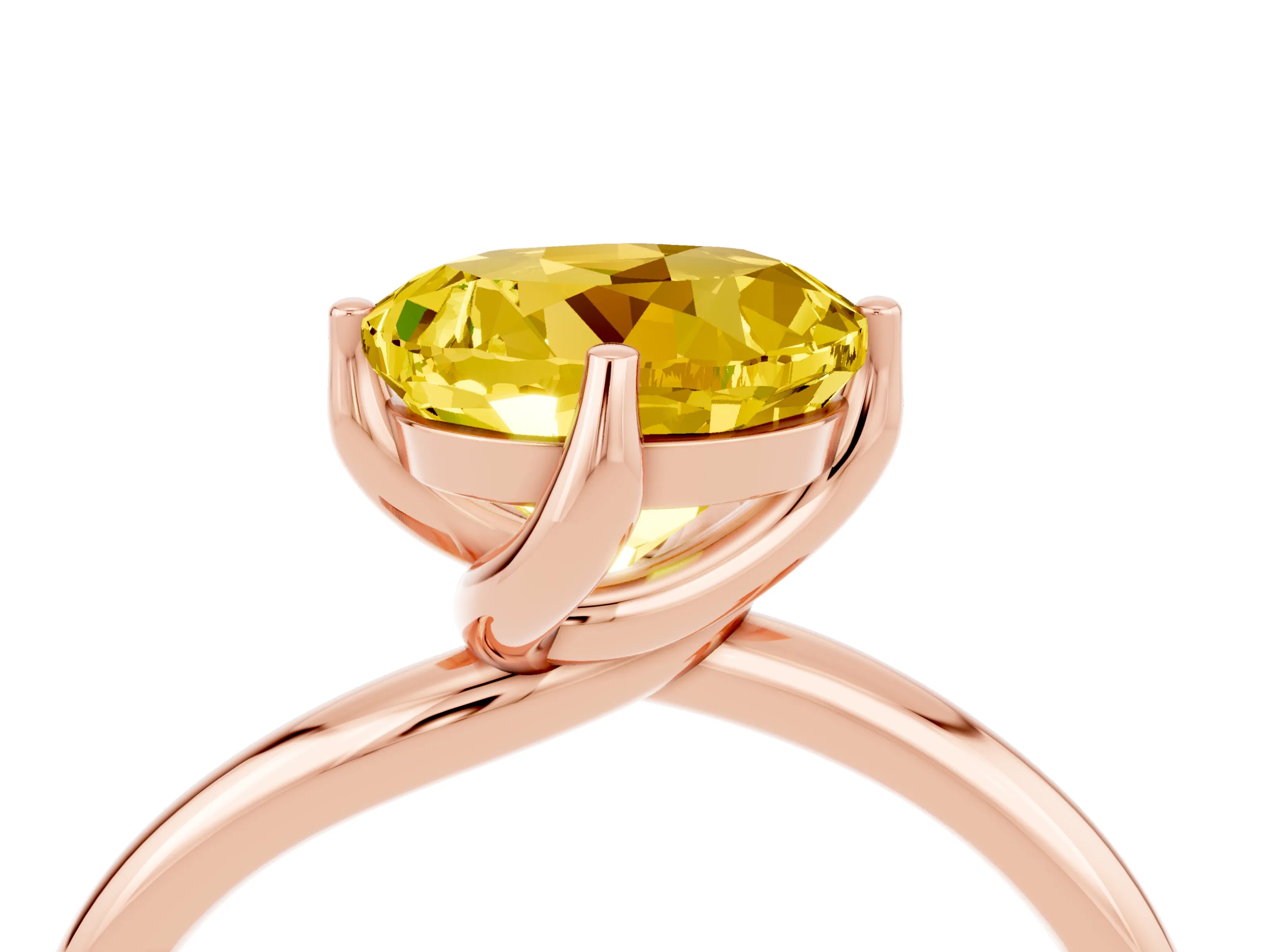 Rose gold Round Cut Yellow Sapphire Solitaire Engagement Ring with Four-Prong Setting and Classic Band_16