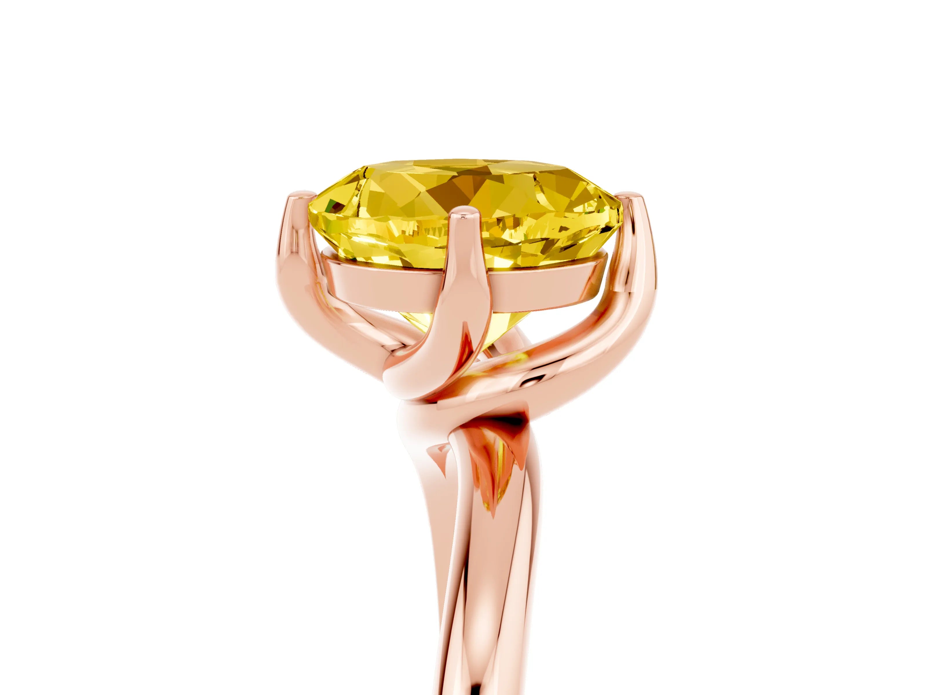Rose gold Round Cut Yellow Sapphire Solitaire Engagement Ring with Four-Prong Setting and Classic Band_17