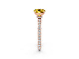 Rose gold Round Cut Yellow Sapphire Solitaire Engagement Ring with Pavé Band and Four-Prong Setting_26
