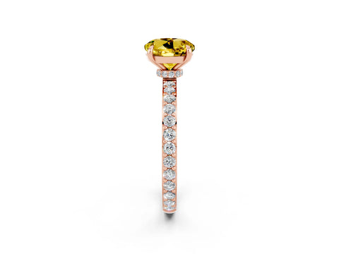 Rose gold Round Cut Yellow Sapphire Solitaire Engagement Ring with Pavé Band and Four-Prong Setting_26