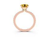 Rose gold Round Cut Yellow Sapphire Solitaire Engagement Ring with Pavé Band and Four-Prong Setting_27