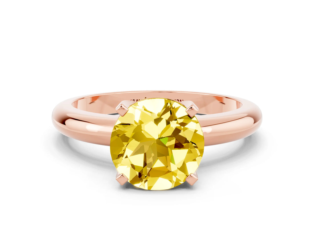 Rose gold Round Cut Yellow Sapphire Solitaire Engagement Ring with Round Band and Four-Prong Setting_24