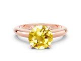 Rose gold Round Cut Yellow Sapphire Solitaire Engagement Ring with Round Band and Four-Prong Setting_24