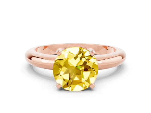 Rose gold Round Cut Yellow Sapphire Solitaire Engagement Ring with Round Band and Four-Prong Setting_24
