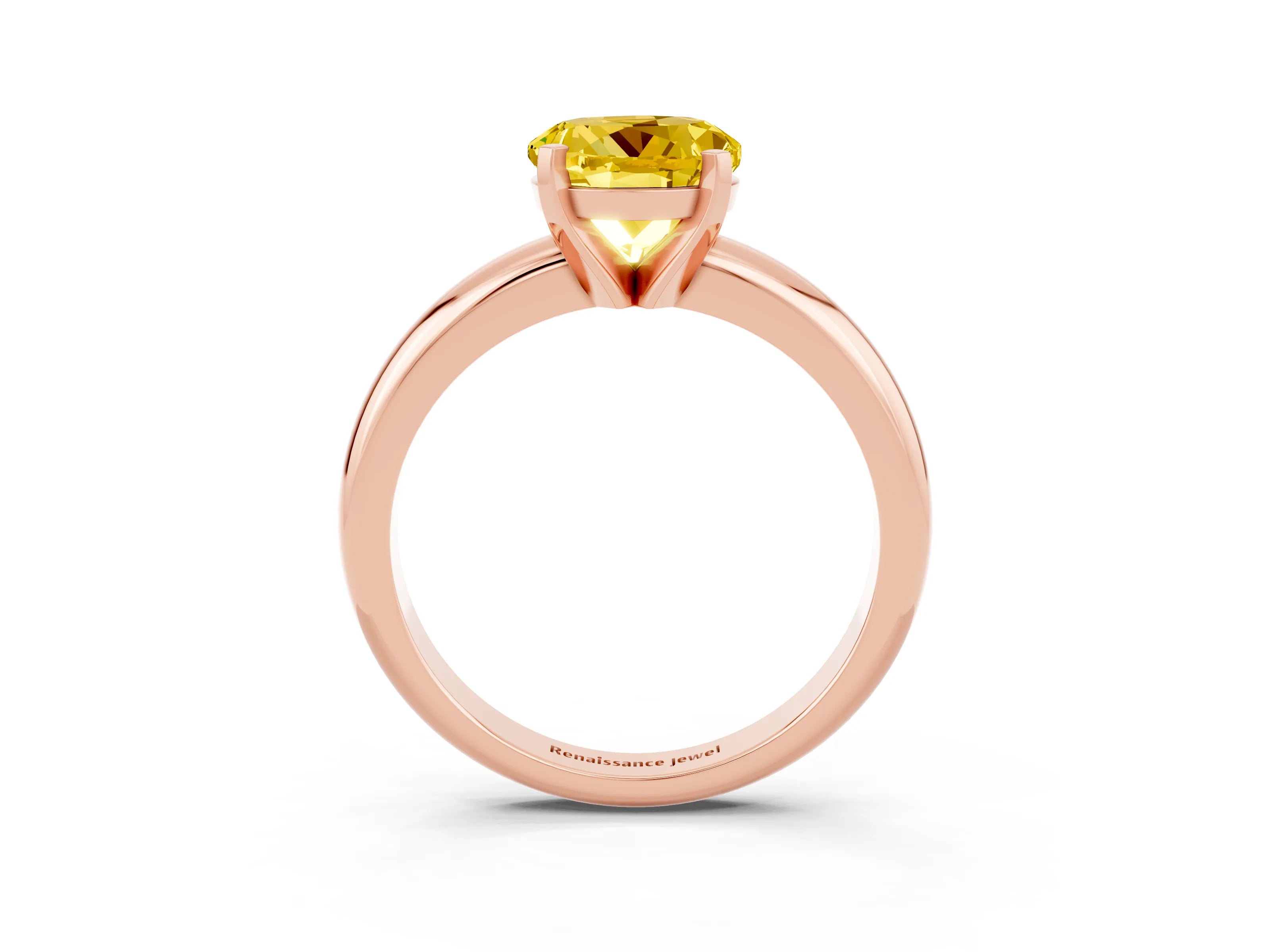Rose gold Round Cut Yellow Sapphire Solitaire Engagement Ring with Round Band and Four-Prong Setting_27
