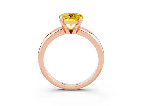 Rose gold Round Cut Yellow Sapphire Solitaire Engagement Ring with Round Band and Four-Prong Setting_27