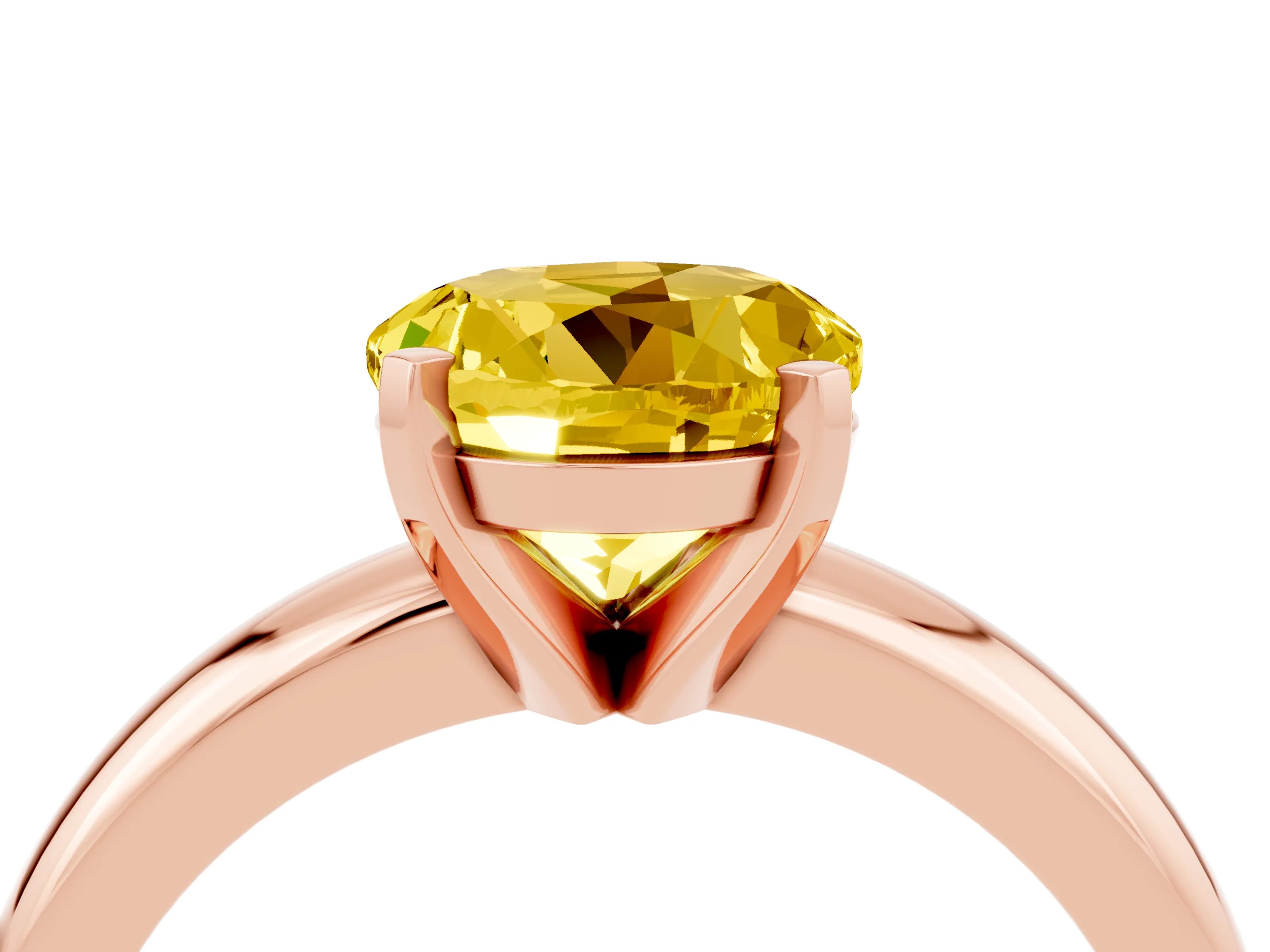 Rose gold Round Cut Yellow Sapphire Solitaire Engagement Ring with Round Band and Four-Prong Setting_28