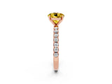 Rose gold Round Cut Yellow Sapphire Solitaire Pavé Band with Four-Prong Setting_26