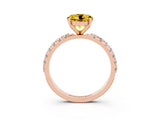 Rose gold Round Cut Yellow Sapphire Solitaire Pavé Band with Four-Prong Setting_27