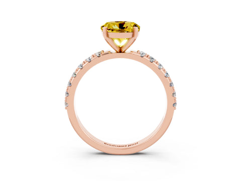 Rose gold Round Cut Yellow Sapphire Solitaire Pavé Band with Four-Prong Setting_27