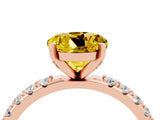 Rose gold Round Cut Yellow Sapphire Solitaire Pavé Band with Four-Prong Setting_28