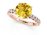 Rose gold Round Cut Yellow Sapphire Solitaire Pavé Engagement Ring with Round Band and Prong Setting_13