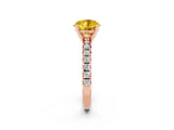 Rose gold Round Cut Yellow Sapphire Solitaire Pavé Engagement Ring with Round Band and Prong Setting_14