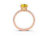 Rose gold Round Cut Yellow Sapphire Solitaire Pavé Engagement Ring with Round Band and Prong Setting_15