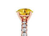 Rose gold Round Cut Yellow Sapphire Solitaire Pavé Engagement Ring with Round Band and Prong Setting_17