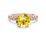 Rose gold Round Cut Yellow Sapphire Solitaire Pavé Engagement Ring with Round Band and Prong Setting_60